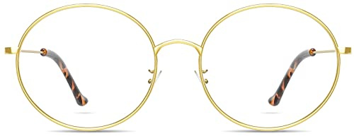 Riccardo Materossi® - Premium 99.9% Blue Light Blocking Glasses - Reduce Headaches and Improve Sleep - UK Based Brand (Round Gold Frame)