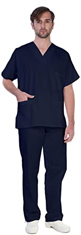 T.H. Service Divisa Sanitaria Scollo a V Senza Taglio Unisex | Medico, Infermiere, OSS (XL, Blu Navy)