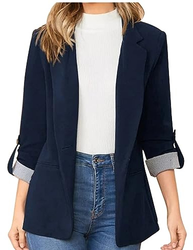 L9WEI Dam höst vinter kavaj business elegant revers outfit enfärgad långärmad jackor affärskläder