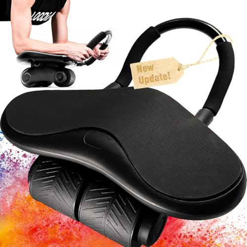 LOODIA Dreirädrig Bauchtrainer für zuhause, Ab Roller, Fitnessgeräte, Bauchmuskeltrainer Roller, Automatisches Rebound Bauchrad, Bauchtrainer Roller, Bauchroller Bauch Trainingsgerät