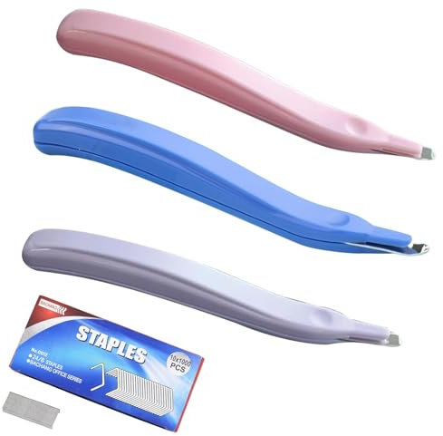 3 Pcs Heftklammerentferner Metall Büro für Papier mit 1000 Heftklammern, Klammerentferner, Entklammerer Enthefter, Heftklammern Entferner, Tackerklammern Entferner, Staple Remover, Rosa Lila Blau
