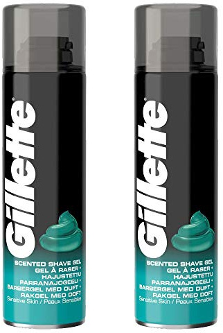 Men Scented Shaving Gel Sensitive Skin 200ml Pack of 2 Original Fragrance Clean Shave Soft Face Body Foaming Lather Compatible with Gillette Razors with Welari Thank You Card | (2pack) (400ml)
