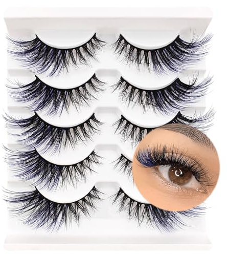 3D - Faux cils artificiels œil de chat avec couleur - Faux cils colorés moelleux - Pour Noël, cosplay, costumes, jours festifs (5P)