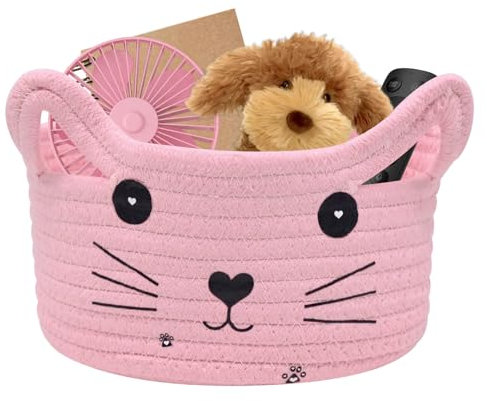 inheming Aufbewahrungskorb Baumwollseil Geflochten, Aufbewahrungskorb Kinder aus Baumwolle,Geflochtener Korb ,Klein Korb aus Baumwollseil für Handtücher, Decken, Spielzeug