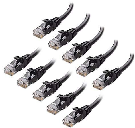 Cable Matters 10Gbps 10-Pack Snagless Short Cat 6 Ethernet Cable - 6ft, Cat 6 Cable, Cat6 Cord, Ethernet Cord, Black