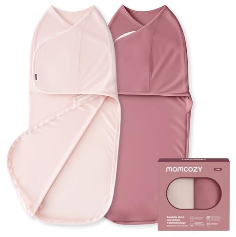 Momcozy Pucksack Baby 0-3 Monate, leiser Verschluss,Swaddle für frischgebackene Eltern, reduziert den Schreckreflex, unverzichtbar für Neugeborene 0-3 Monate, 2er-Pack,Rosa