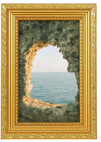 SongBuydn 1 Goldener Bilderrahmen Vintage A4, Eleganter Wand- und Tischschmuck für Fotos, Urkunden und Kunstwerke, Barock