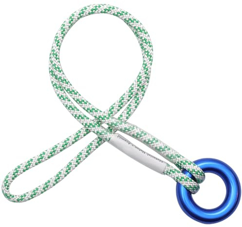 1/4 Pre-Sewn Prusik Loop Cord with Metal Rings for Tree Climbing