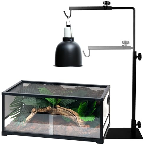 PORFOYO Support De Lampe Chauffante Pour reptiles, Support De Lampe Pour Reptile, Lampe Chauffante, Lumière D'atterrissage Avec Base Réglable, 40 À 64 CmPour Lézards