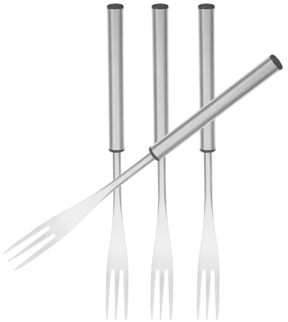 Sewroro Forchette da Fonduta in Acciaio Inossidabile Manici Resistenti al Calore, Set da 4 Forchette a 3 Punte per Formaggio, Cioccolato e Barbecue, Utensili da Cucina Multifunzionali