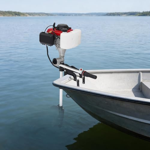 Motor fueraborda de gasolina de 4 tiempos 4 CV, refrigerado por aire, motor de barco fuera de borda de 53 cc para barcos de pesca y botes inflables, con arranque manual y control de transmisión
