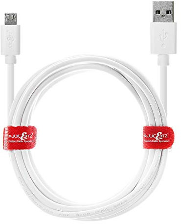 JuicEBitz 0.5m/1.5ft FAST 2.4A Micro USB Charger Cable compatible with Android Phones & Tablets: Samsung Galaxy A10 S7 S6 S5 Tab S2 TabA/LG W30 K50 / Cubot/HTC/Sony Xperia (White)