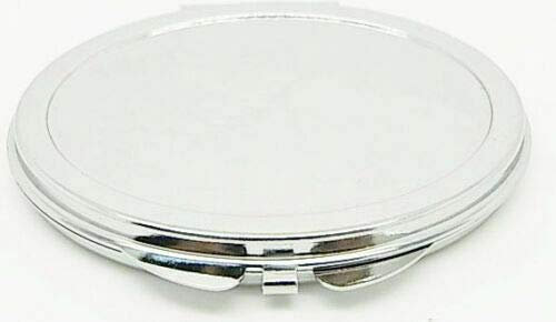 LondonExpress DIY Metal Compact Pocket Mirror Makeup Cases Silver steel Colour Different Sizes SQUARE, HEART, ROUND 70MM, SMALL 60MM, OVAL (Round 60mm)
