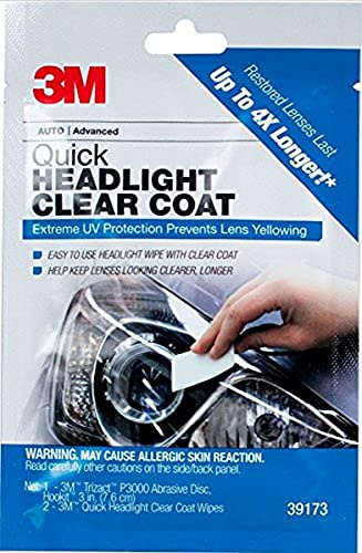 3M 39173 Quick Headlight Cleaner and Restorer Coat Wipes