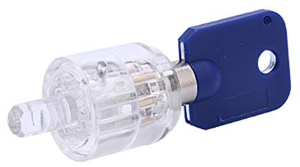 Loboo Idea Cerradura tubular de 7 pines, cerradura de siete núcleos, color ciruela, cilindro transparente, con corte de vista de práctica, candado, entrenamiento, habilidad, cerrajero, llave de