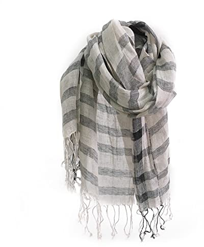 LumiSyne Moda Sciarpe Donna Uomo Sciarpa In Lino Stampa a Quadri Strisce Classiche Sciarpe Leggera e Traspirante Calda Stole Stole Protezione Solare Quattro Stagioni