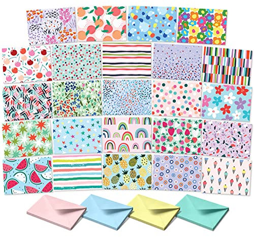 S&O Blanko-Karten für alle Anlässe in einem Box-Set – Blanko-Notizkarten mit Umschlägen für handgeschriebene Nachrichten – alle Anlässe Tags Sortimentskasten mit Deckeln – 24 lebendige Briefhüllen und