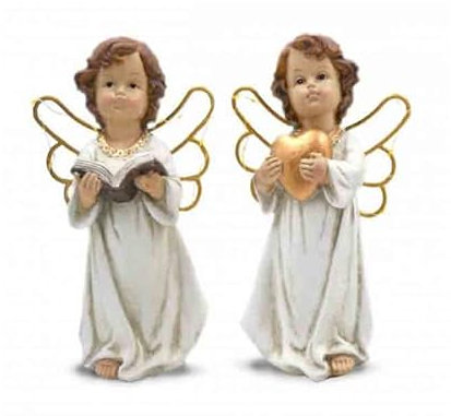 1 Angelo in resina 20 cm mod. assortiti e casuali 720191 statuina decorativa natalizia addobbo decorazione casa vetrina negozio natale xmas cherubino