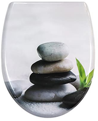 Fanmitrk WC Sitz mit Absenkautomatik, Toilettendeckel mit Motiv, Klodeckel aus Duroplast, Klobrille mit Quick Release Funktion, Toilettensitz Befestigung von oben (UF0112)