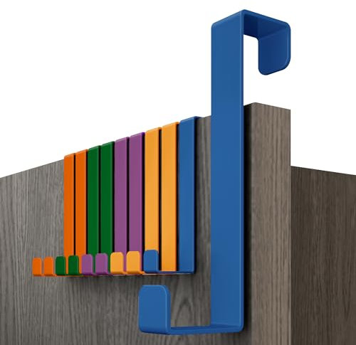 Menz Türhaken zum Einhängen - 10 Stück Kleiderhaken für Tür, kompakte Haken zum Einhängen mit hoher Tragkraft, platzsparende Türgarderobe, flexible Türhakenleiste, bunt