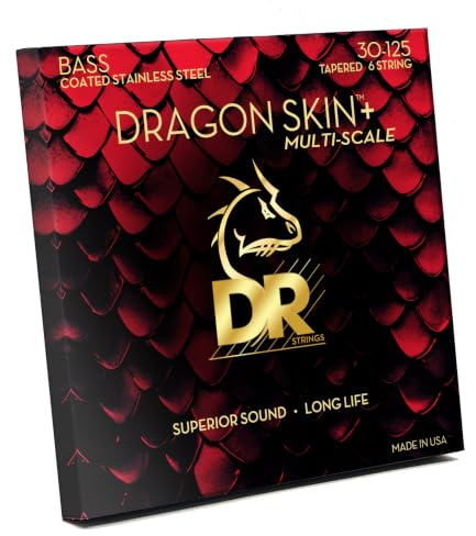 DR Strings Dragon Skin+ Coated Tapered Multi-scale 6-string Bass Guitar Strings - .030-.125 Medium