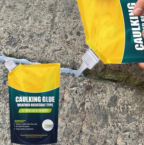 Scellant de réparation imperméable pour les fissures du béton, 200g Colle à calfeutrer pour béton, Remplisseur fissures en ciment à séchage rapide, Scellant de Réparation pour Joints (gris, 1)