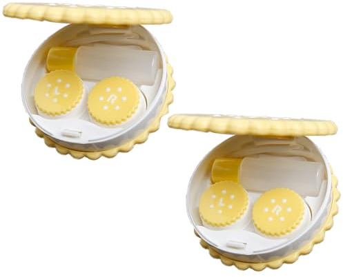 MYSUNBAR Contenitore per lenti a contatto, confezione da 2, custodia portatile per lenti a contatto, per biscotti, lenti a contatto, con contenitore a specchio, set di accessori per lenti a contatto,