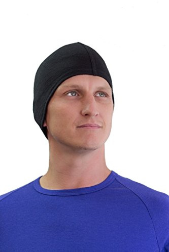 Brass Monkeys - 100% Pure Merino Wool - Skull Cap Beanie - New Zealand Made - Breathable, Ideal for Under Helmets - Black Unisex Hat for Men & Women - Medium