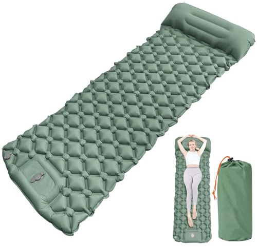 XTQFH Matelas de couchage - Matelas de plage - Avec pompe à pied - Auto-gonflant - Pour enfants et adultes - Ultra léger - Gonflable - Pour le camping - 1,9 m x 0,6 m