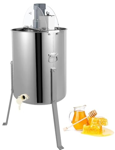 Honey Extractor - Equipo eléctrico de apicultura de acero inoxidable de 4 marcos con tapa transparente y motor silencioso, giratorio de miel rápido y eficiente para agricultores y aficionados