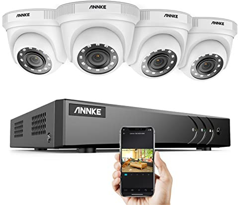 ANNKE 3K Lite Sicherheitskamera-System für Außenbereich mit KI-Erkennung von Personen/Fahrzeugen, 8 Kanal DVR und 4 x 1080P Außen-Überwachungskameras mit Smart Dual Light und Farb-Nachtsicht, NO HDD