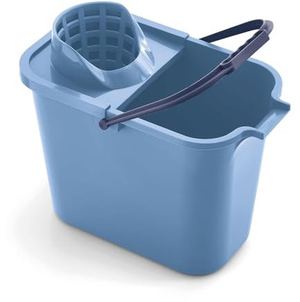 Mery | Secchio Rettangolare con strizzatore | Secchio per mocio | Polipropilene | 12L | Blu | Misure: 23x37x29 cm