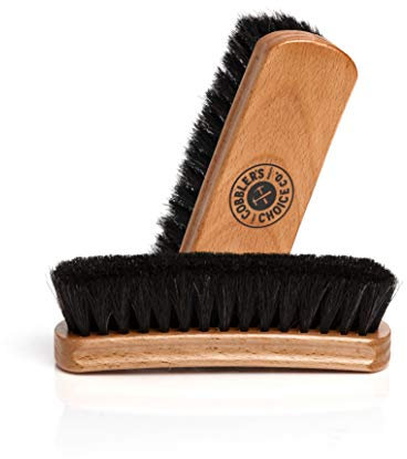 Shoe Brush - 100% Horsehair Shoe Brush - Concaved Handle for Premium Grip, Tan