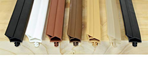 SN-TEC Zimmertürdichtung/Türdichtung/Türgummi SNTD 3005 für 4mm Nut mit verstärkter Anschlag Nase (10 Meter) Farbauswahl: Schwarz/Weiß/Braun/Dunkelbraun/Beige/Transparent (Weiß)