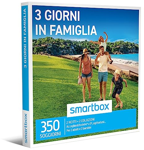 Smartbox - Cofanetto Regalo 3 Giorni in Famiglia - Idea Regalo per la Famiglia - Due Notti con Colazione per 2 Adulti e 2 Bambini