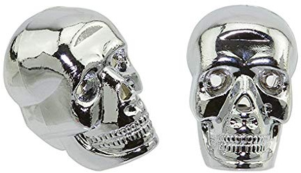 Bike Handlebar Grips END Plugs Big Skull Chrome.Bicycle Grips