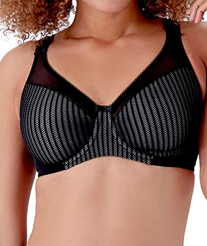 Berlei Beauty Stripe B541-BKG Women's Black/Grey Lace Non-Padded Underwired Minimizer Bra 38D