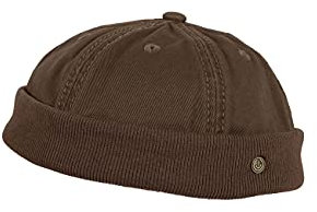 MADSea Herren Dockermütze Denim Washed | Dockercap ohne Schirm Rollmütze als Segelmütze im Vintage-Stil für den Alltag, Farbe:braun