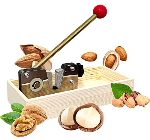 TONIJAWES Schiaccianoci a Leva, Facile da Usare per Anziani e Bambini, pinze per granchi e aragoste, Vassoio in Legno con Piedini in Gomma Antiscivolo, Un Regalo per Gli Amanti delle Noci