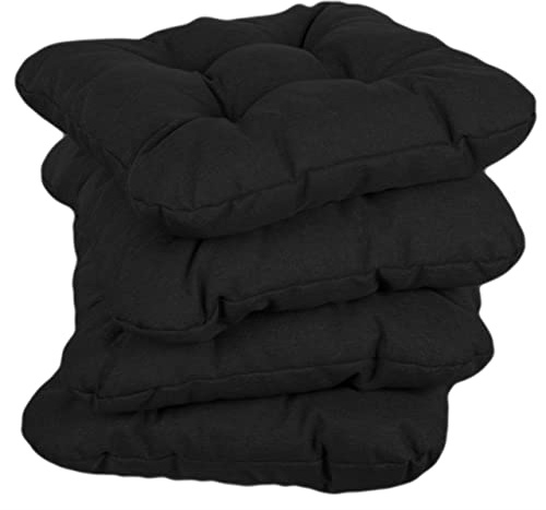 Gutekissen® Stuhlkissen gesteppt Polsterauflage Auflage für Stühle/Bänke für Haus und Garten Sitzauflage Gartenkissen Sitzkissen viele Farben PI1 (60x60, Schwarz, 4)