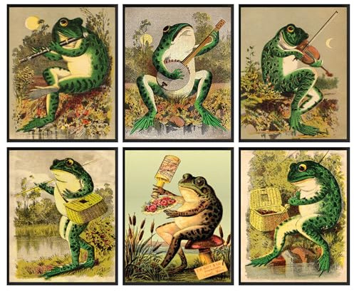 97 Decor Frog Poster Retro Positive Quote Wall Art Print for Living Room Bedroom Kids' Decor