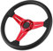 Volant Plat Profond de 350 Mm, Volant Sport, Volant de Course pour Accessoire modifié Universel de Voiture (Rouge)