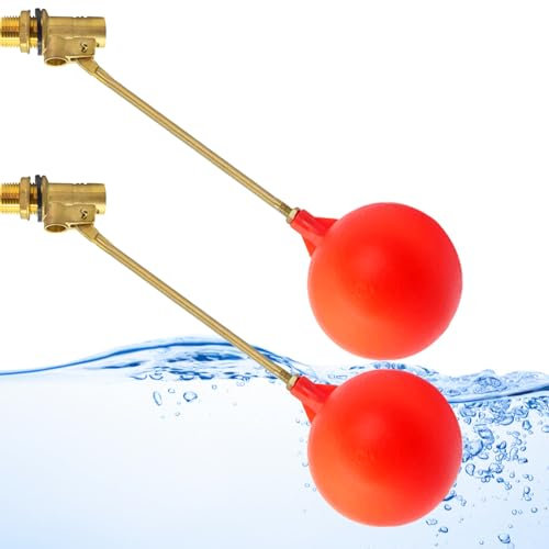 Vanne à tournant sphérique à flotteur en laiton 2 Pack 3/4 pouce DN20, vanne à flotteur d’eau à tige en laiton avec bras réglable, contrôle automatique du niveau d’eau (3/4 DN20)
