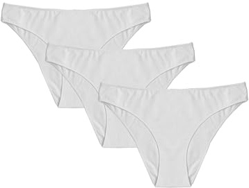 Laphilo 1700 Lot de 3 culottes en coton pour femme, taille basse, maille fine, multicolore, confortable et extensible, blanc/3 pièces, L/XL