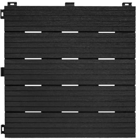 IHANA Cosmopolitan Interlocking Decking Tiles Patios Flooring - Sustainable Material, All-Weather Durability, Quick-Click Installation, Comfortable & Stylish 30x30cm (Dark Grey, 1 Piece Sample)