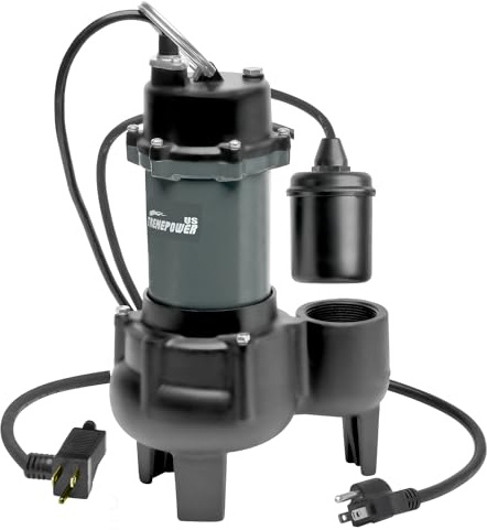 XtremepowerUS 1/2HP, 4860 GPH Larger-Flow Cast Iron Submersible Sump Sewage Pump with Tethered Float Switch, 10 ft. Cord Water Drain
