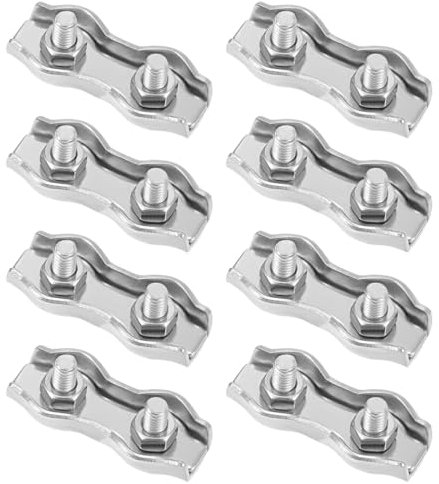 8 Piezas M3 Abrazadera de Cable de Acero Inoxidable, Abrazadera de Cable Dúplex, Doble Clip de Cuerdas, Abrazadera de Sujeción de Cable de Freno, Clip de Cuerdas de Alambre, Para Tendederos