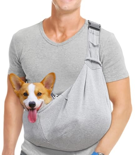 LEKEFETO Hundbärare, justerbar axelrem, slunghund, husdjurs-hundväska för husdjur, liten hund, katt, resor bärkapacitet upp till 7,5 kg (grå)