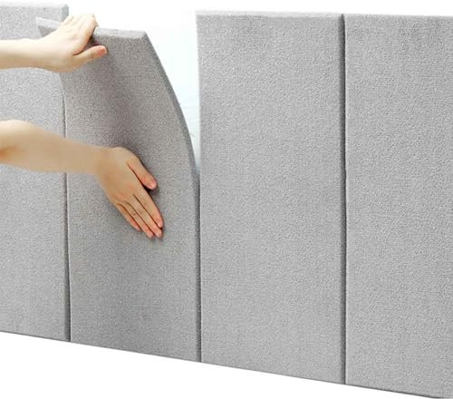 HLTQL Wandkissen Bank、Wandpaneele Stoff、Wandpaneele Selbstklebend Kopfteil Bett、Wandpolster Samt、Polsterelemente、Gepolsterte Wandpaneele Bett(#Grey)