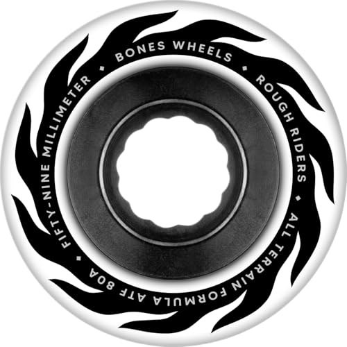 Bones Wheels ATF Rough Riders Eternal Flames Skateboard Wheels, 59mm, 80A, White